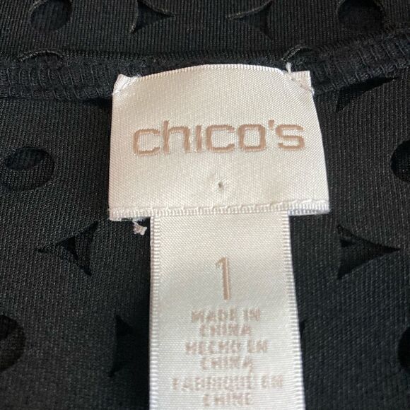 Chico’s Womens Blouse Open Circle Back Size 1 Black Color - Picture 6 of 7